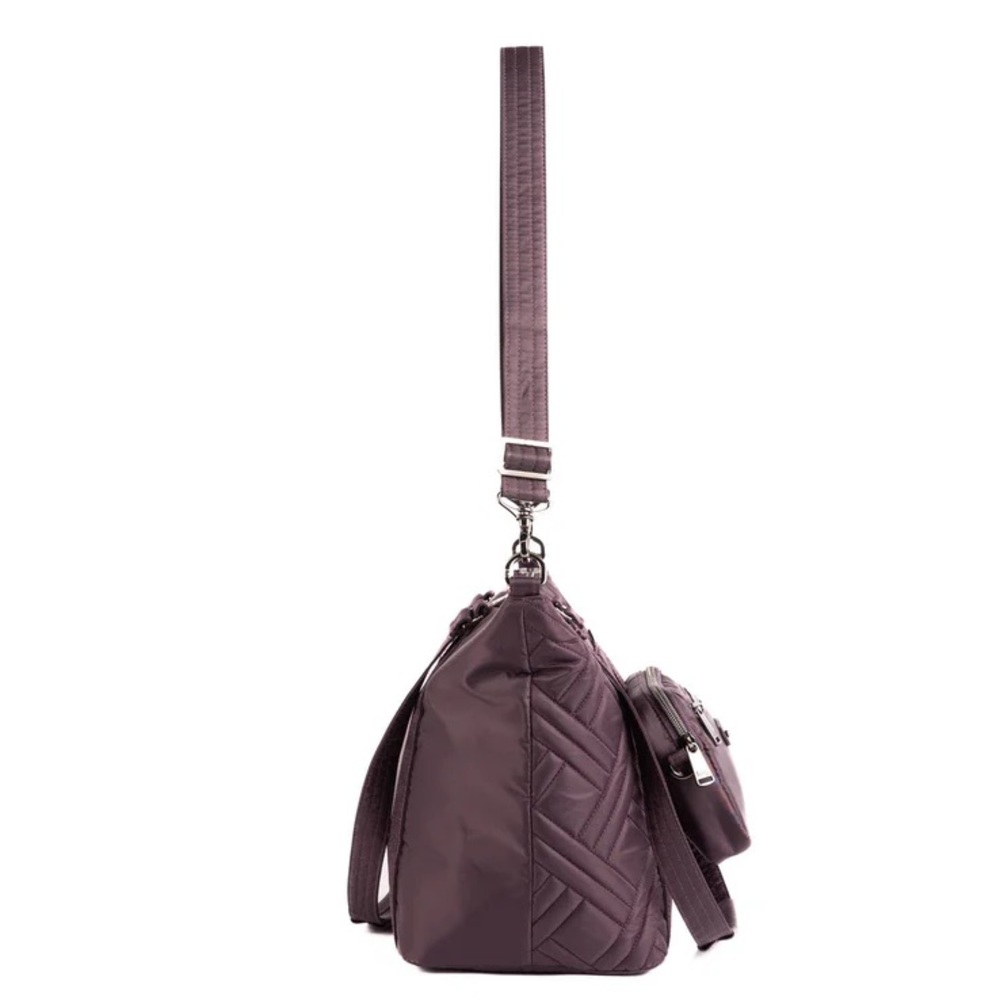 Lug 2 piece CATAMARAN Quilted Shoulder Bag with Removable Pouch HTF Plum - Picture 6 of 13